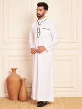 Men's White Embroidered Thobe